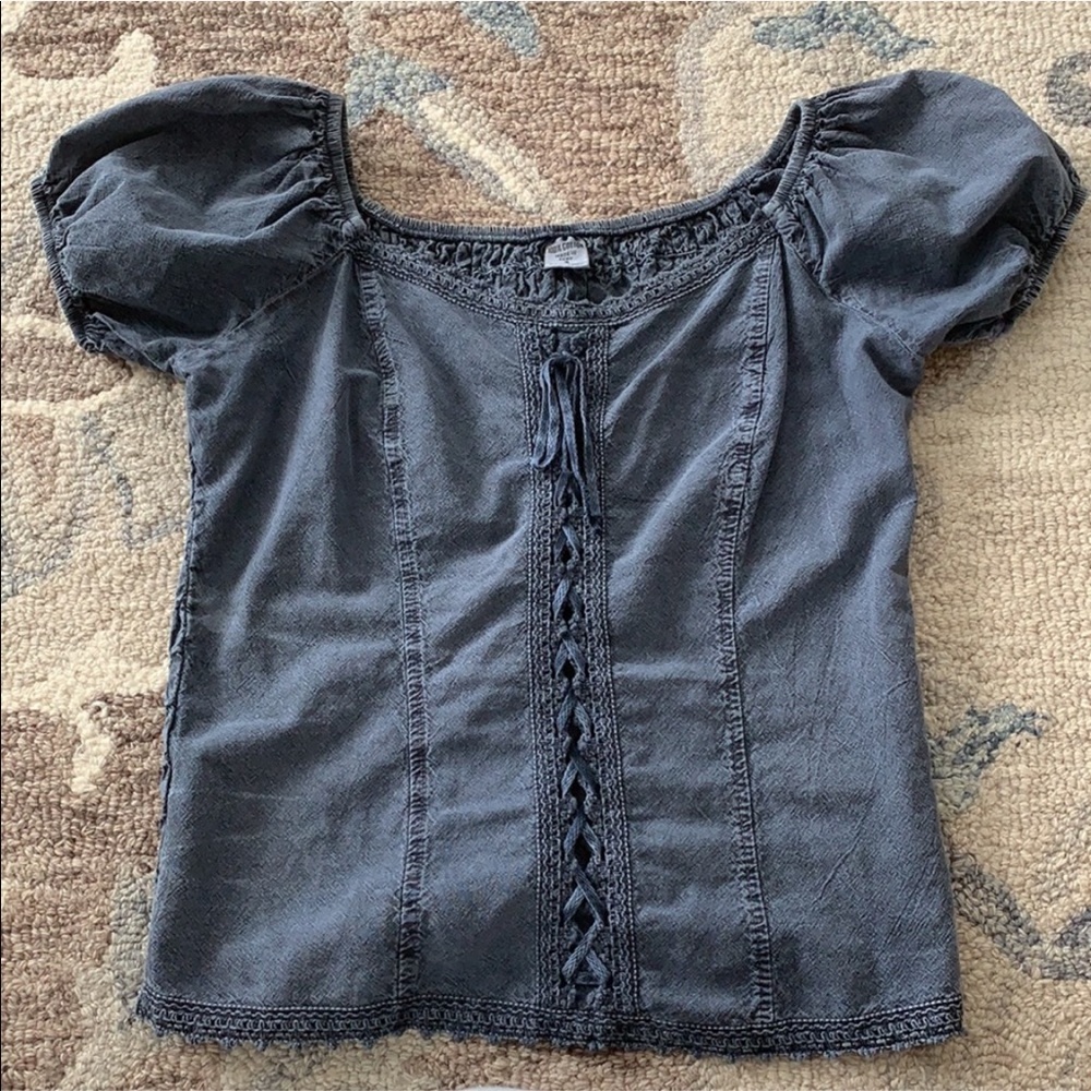 denim lace up shirt